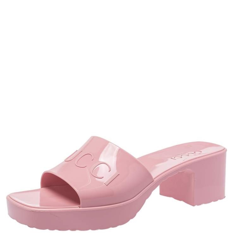 Gucci Rubber Slides in Pink Size 36